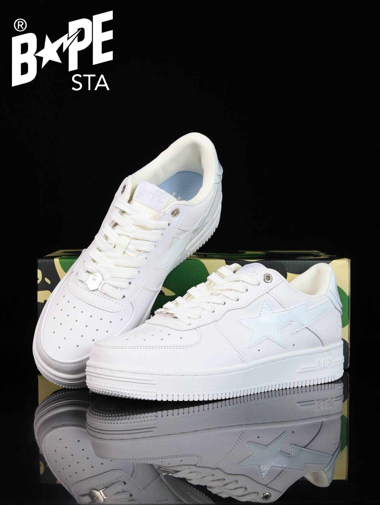 A BATHING-APE Classic Lacquer Leather Splicing Fashion Board Shoes Air Force No.1 Board Shoes Men And Women 22 Color Optio...