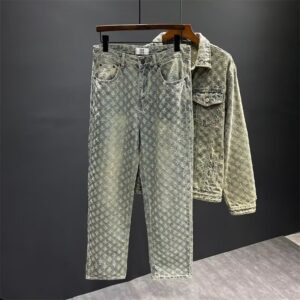 Men's Clothing Niche Patchwork Design Shoulder Pad Denim Jacket Distressed Washed Casual Jacket Two Piece Suit - Herrenbek...