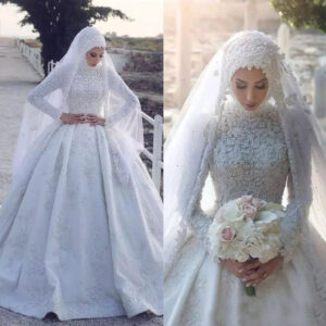 Women's Muslim bride lace long-sleeved wedding dress - Damenbekleidung | Technik & Gadgets