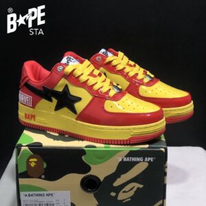 A BATHING-APE Classic Marvel-Lacquer Leather Splicing Fashion Board Shoes Air Force No.1 Board Shoes Unisex - Schuhe