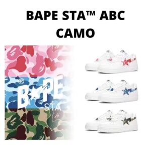 A BATHING-APE Classic Double Sided Splicing Trendy Fashion Board Shoes Tri Color Camouflage Air Force No.1 Board Shoes Men...