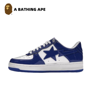 A BATHING-APE Classic Lacquer Leather Double Splicing Trendy Fashion Board Shoes Air Force No.1 Board Shoes Men's And Wome...