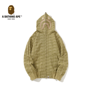 A BATHING APE ABC CAMO High Quality Pure Cotton Version Yellow Full Print Hoodie SHARK FULL ZIP HOODIE MENS AND WOMEN - He...
