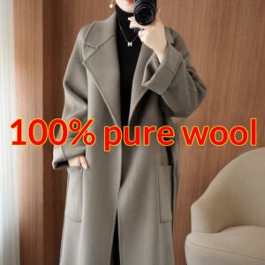 Chicco Chicco 100% Wool Double-Sided Cashmere Women, Winter Mid-Length Loose Fashion Thickened Woolen Coat For Ladies - Da...