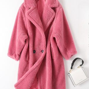 K M Family Teddy Bear Coat Women's Sheep Shearling Mid-length Fur Coat With One-piece Fur And Leather Coat. No Bag And Inn...