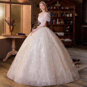 Women's Champagne main wedding dress bride's fairy spirit large size short sleeves - Damenbekleidung | Technik & Gadgets
