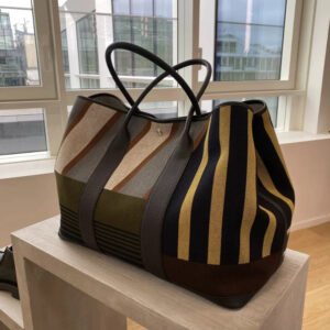 Women's Stylish Striped Garden Tote Bag - Large Capacity Canvas Shoulder Bag For Everyday Use, Magnetic Closure, Spacious ...