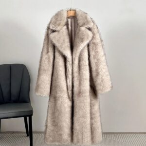 ​​Luxury Fur Coat – Long Plush Suit Collar Coat For Women (White/Black, Beige, Brown, Camel, S-XXL)​​ - Damenbekleidung