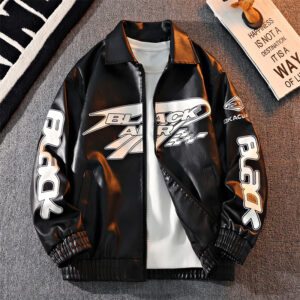 Herrenbekleidung Amerikanische bestickte Stehkragenjacke für Männer und Frauen Trendy Lederjacke für Männer Lose - Herrenb...