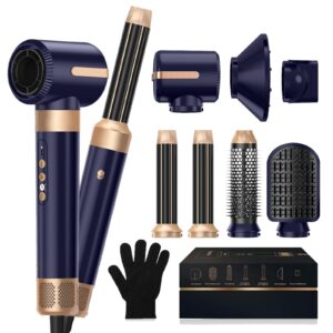 7 In 1 Hair Dryer Brush Brushless High Speed Hair Dryer With Diffuser Ionic Blow Dryer Hot Air Styling Comb Auto Hair Curl...
