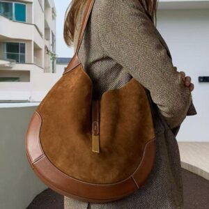 Suede Designer Women Shoulder Bags Vintage Faux Suede Fashionable Ladies Large Capacity Underarm Bag - Taschen