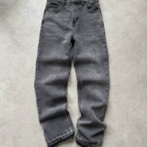 Men's Clothing Distressed Flared Jeans - Vintage Grey Cleanfit Denim With Frayed Hem, High Street Micro Bell Bottoms​ - He...