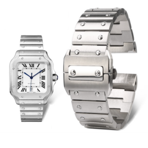In stock wholesale substitute shandushi strap refined steel belt Santos Santos100 watch accessories butterfly buckle men -...
