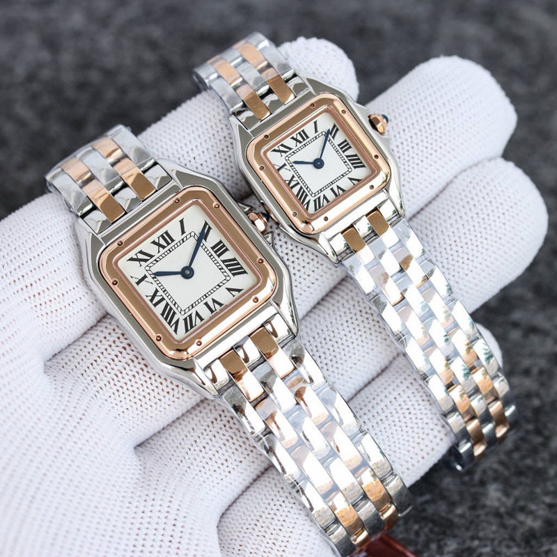 Women's Classic Square Diamond Roman Leopard Couple Watch Montres Steel Band - Herrenschmuck | Technik & Gadgets