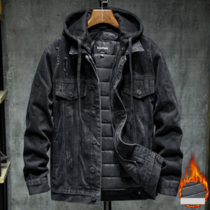 Men's Clothing Men's Denim Jacket Trendy Autumn And Winter Wear Plus Velvet Thickened Hooded Casual Versatile Workwear Fun...
