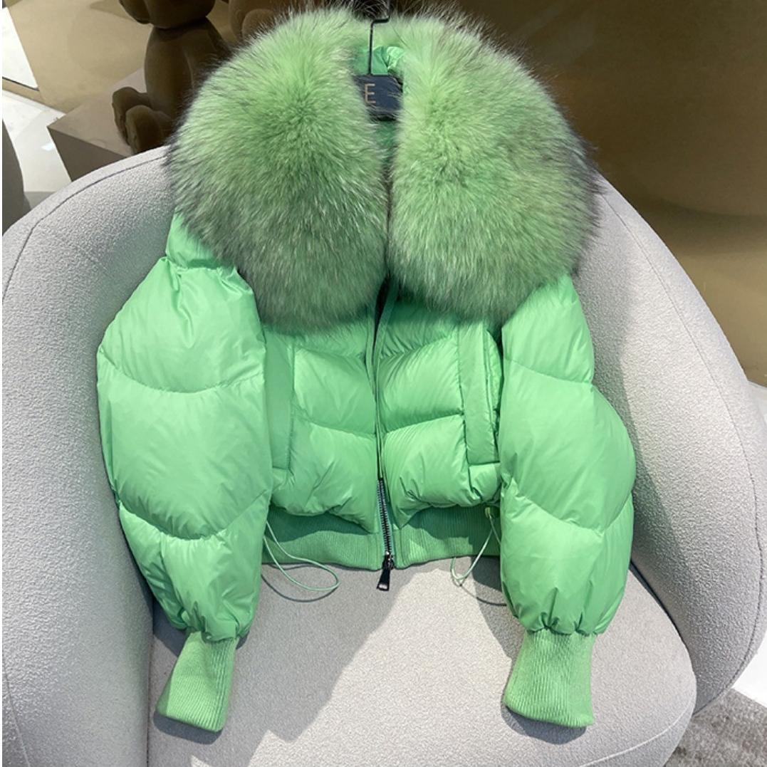 Women's Clothing winter coat women's fashion short down jacket women's high end women's 90 white duck down fox fur collar ...