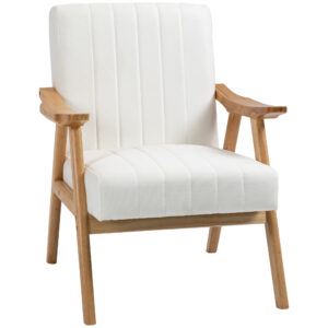 Polstersessel Loungesessel In Samtoptik Mit Armlehnen, Skandi-Design, Creme, 68x74x82cm - Waschen & Reinigen