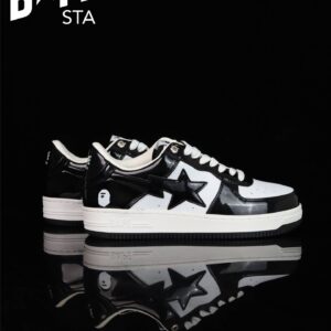 A BATHING-APE Classic Lacquer Leather Splicing Fashion Board Shoes Air Force No.1 Board Shoes Men And Women 22 Color Optio...