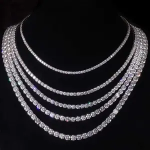 Item High Quality Hip Hop Bling Sterling Sier 3MM 4MM D Color Lab Diamond Moissanite Tennis Chain - Geschenke