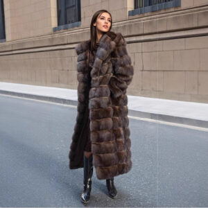 Women's Clothing Luxury Russian Sable Fur Coat Women's Long Hooded Winter Jacket Fashionable Faux Fur Outerwear - Damenbek...