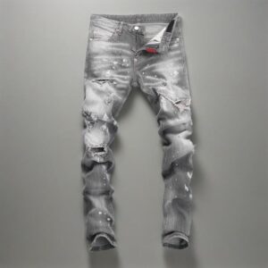 Men's Clothing High Street Fashion New Gray Ripped Patch Slim Fit Slim Fit Trendy Brand Youth Casual Men's Denim Trousers ...