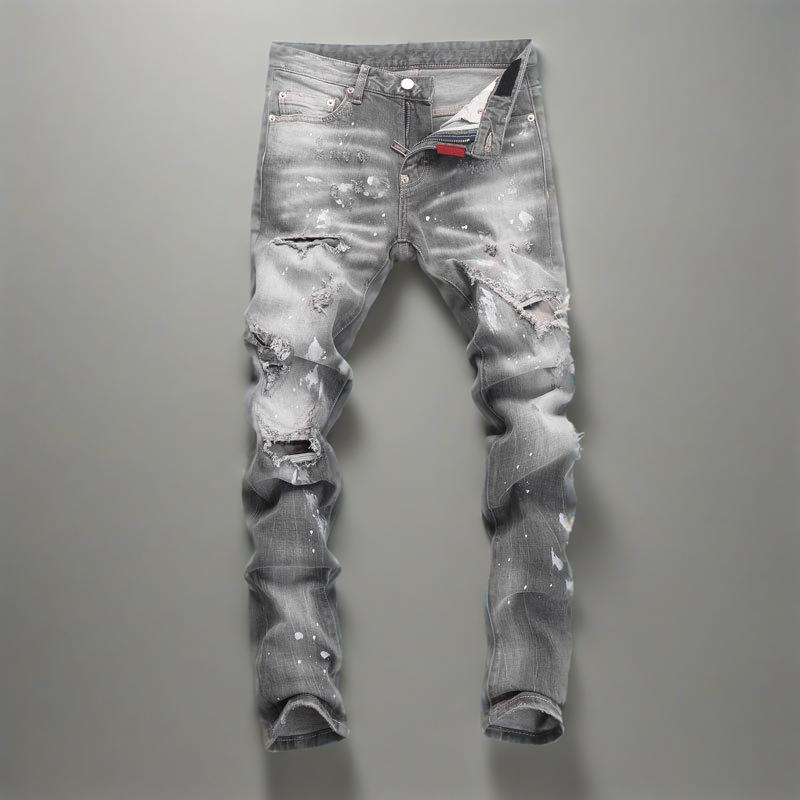 Men's Slim Fit Denim Trousers Gray... - Herrenbekleidung | Bekleidung