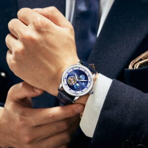 ROERDUM Wandering Planet - Leather Strap, Blue Dial, Trendy Men's Mechanical Watch - Herrenschmuck | Technik & Gadgets