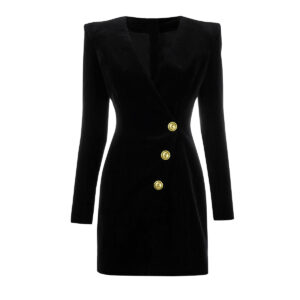 Women's new fashion velvet fabric V-neck slim three-button long-sleeved dress jacket - Damenbekleidung | Technik & Gadgets