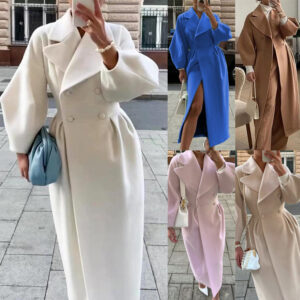 Women's Clothing autumn and winter new retro palace style lantern sleeves large lapel woolen jacket long coat - Damenbekle...