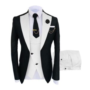 Men’s suit, three piece set, slim fit Korean version, business banquet hosting best man costume, new