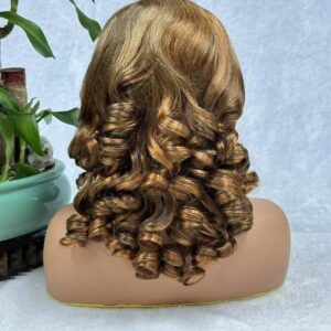 18A Brazilian Hair Bouncy Curls Double Drawn Human Hair Wigs 250 Density 13X4 HD Ombre Fumi Loose Wave Lace Front Wig - Ha...