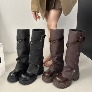 Melard Thick Sole Long Shank Height Enhancement Slim Thick Thigh Wide Leg Knee High Calf Riding Boots, 2025 Autumn And Win...
