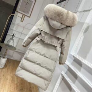 Women's Fashion Fur Collar Medium Length Down Jacket - Damenbekleidung | Technik & Gadgets