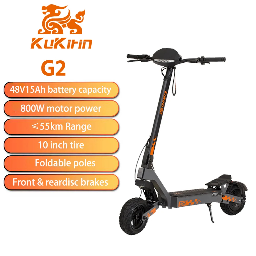 Kukirin G2 Foldable Electric Scooter 800W Motor 48V 15.6Ah Battery 10" Tire 45km/h Max Speed 55km Range Adult E-scooter - ...