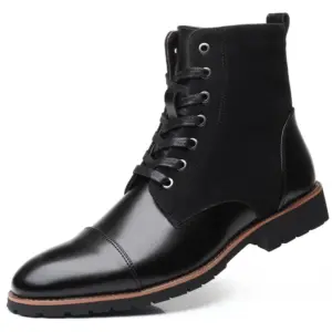 New Fashion Casual for Men Big Size Solid Color Lace Autumn Winter Ankle Boots Designer Leather Shoes Male - Schuhe