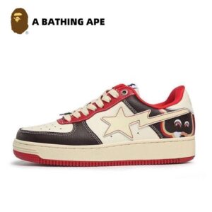 A BATHING-APE Classic Lacquer Leather Double Splicing Trendy Fashion Board Shoes Air Force No.1 Board Shoes Men's And Wome...