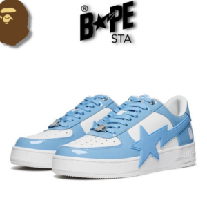 A BATHING APE Bape-STA OS Classic Lacquer Leather Double Splicing Trendy Fashion Board Shoes Air Force No.1 Board Shoes Me...