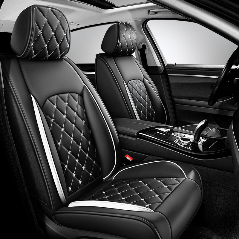 New Crown All-inclusive Full Leather Diamond Four Seasons Car Cushion Four Seasons Universal Dog Head Cartoon Car Seat Cov...