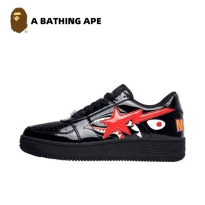 A BATHING-APE Classic Lacquer Leather Double Splicing Trendy Fashion Board Shoes Air Force No.1 Board Shoes Men's And Wome...