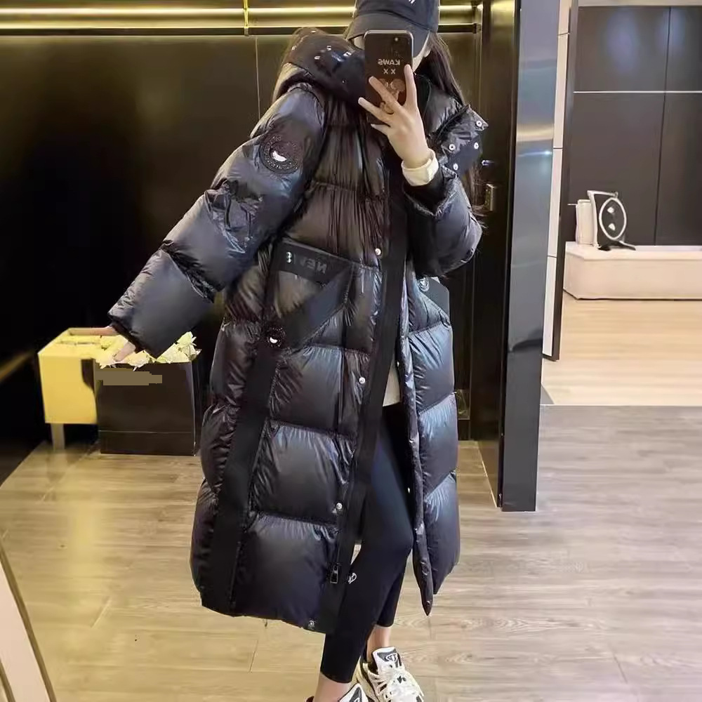 Women's Clothing high end black and gold long winter coats jacket for women winter new style fashionable over knee shiny ...
