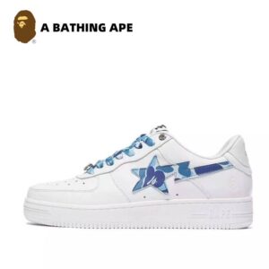 A BATHING-APE Classic Lacquer Leather Double Splicing Trendy Fashion Board Shoes Air Force No.1 Board Shoes Men's And Wome...