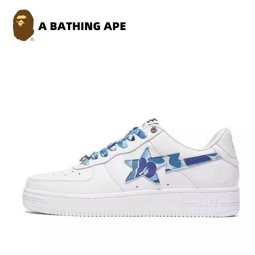 A BATHING-APE Classic Lacquer Leather Double Splicing Trendy Fashion Board Shoes Air Force No.1 Board Shoes Men's And Wome...