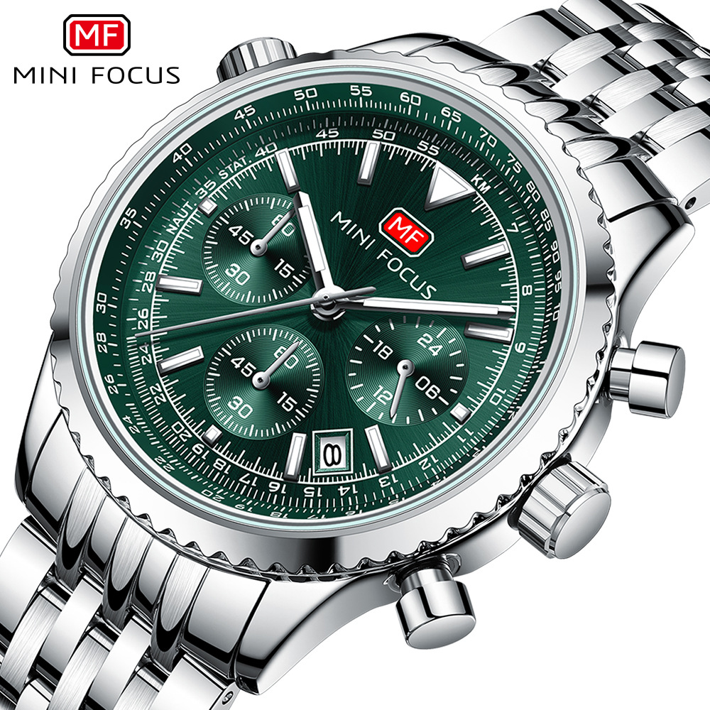 MINI FOCUS Watch, Fashion Men's Watch, Multi-function Quartz Watch, Aviation Chronograph Men's Watch, Fine Steel Belt 0463...