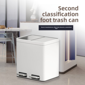 Stainless Steel Dual Compartment Step Trash Can – 10L+10L / 14L+14L / 25L+25L / 50L+50L – Commercial-Grade For Offices & P...