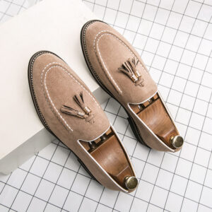 Suitable For All Seasons British Style Tassel Slip-On Loafers For Men Business Casual Leather Suede Height Increasing Shoe...