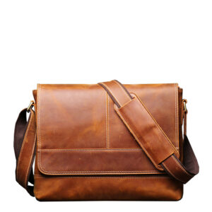 Men's Vintage Genuine Leather Shoulder Bag, New Crazy Horse Skin Crossbody Bag, Large Capacity A4 File Bag, Fashionable, N...