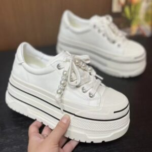 Smiley Small Size Leather 2025 Fall And Winter New Fashion Thick Bottom Heightening Shoes Casual Versatile Wear Comfortabl...
