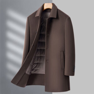 Premium Double-Faced Wool Coat For Men – Business Casual Winter Overcoat (M-4XL, Navy/Khaki/Gray) - Herrenbekleidung