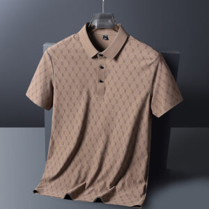 Men's Summer Ice Silk Polo Shirt Short-sleeved T-shirt Men's Lapel T-shirt Young And Middle-aged Elastic Light Mature Casu...