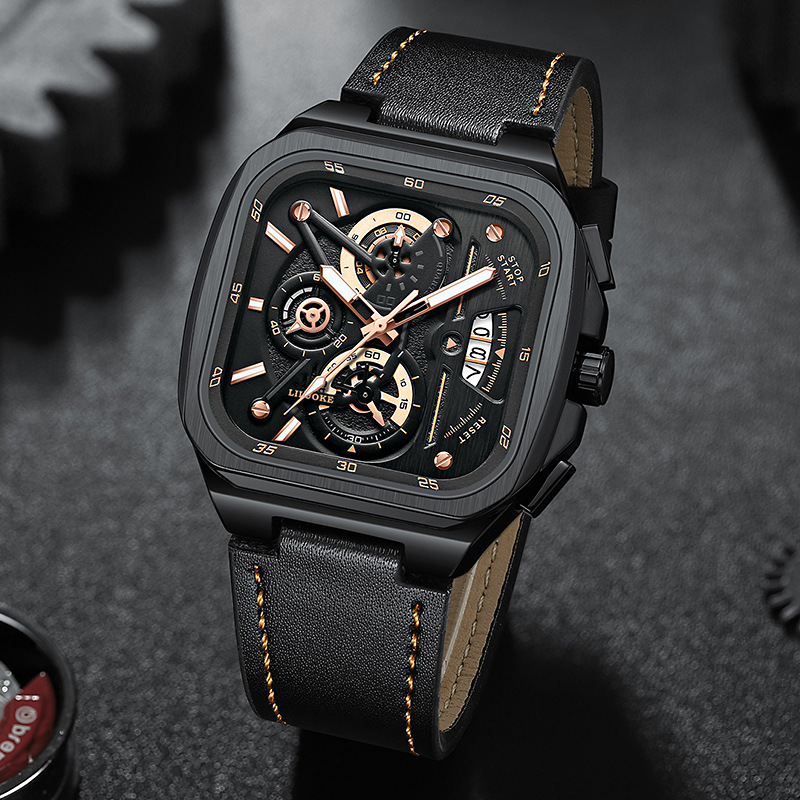 Quartz Rock Non-Mechanical For Men, Luminous Waterproof Square High-End Men's Watch - Herrenschmuck | Technik & Gadgets